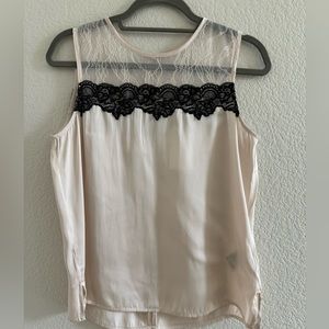 H&M cream/black detailed lace top, size 6